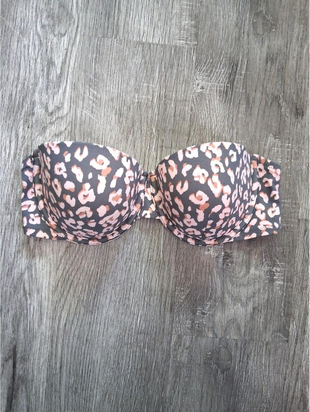 Shade & Shore Women's 34c Padded Leopard Print Push Up Bra